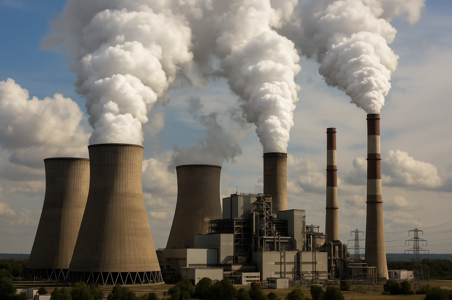 Industrial emissions from a power plant representing the urgency with which we need to act and how high quality carbon credits can be compared and retired for free at Carbon Compared